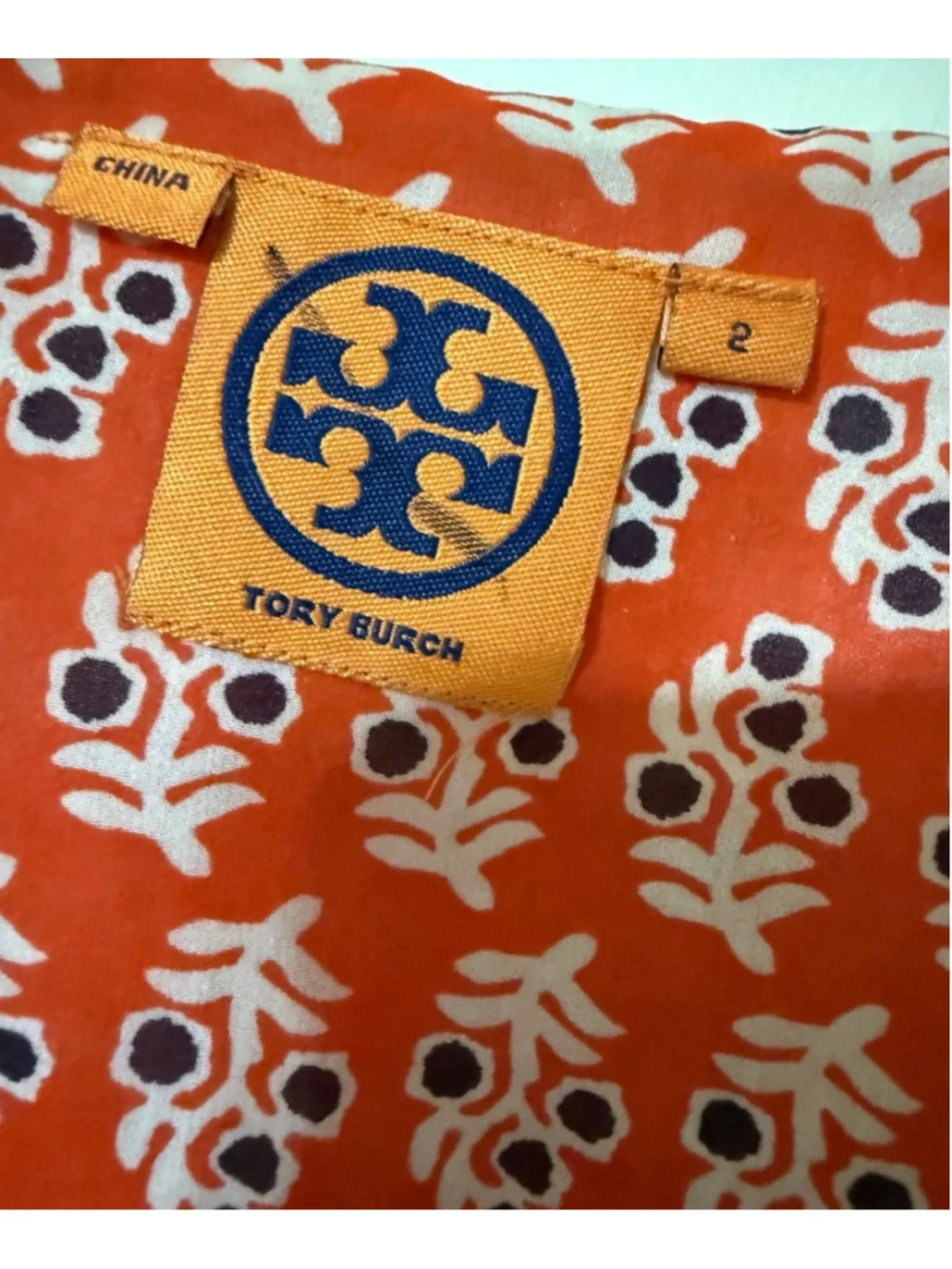 Women's Tory Burch Sleeveless Tiered Blouse, Size 2, Orange and Black